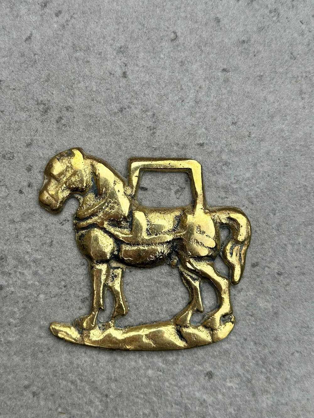 Vintage Solid Brass Rocking Horse Horse Brass | Equestrian Decor